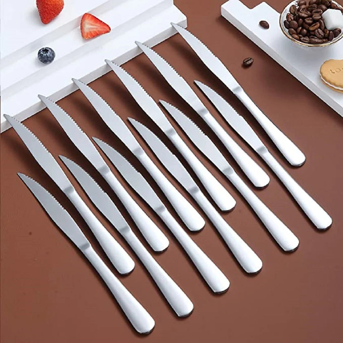 Set of 8 Stainless Steel Serrated Steak Knife Set J7303