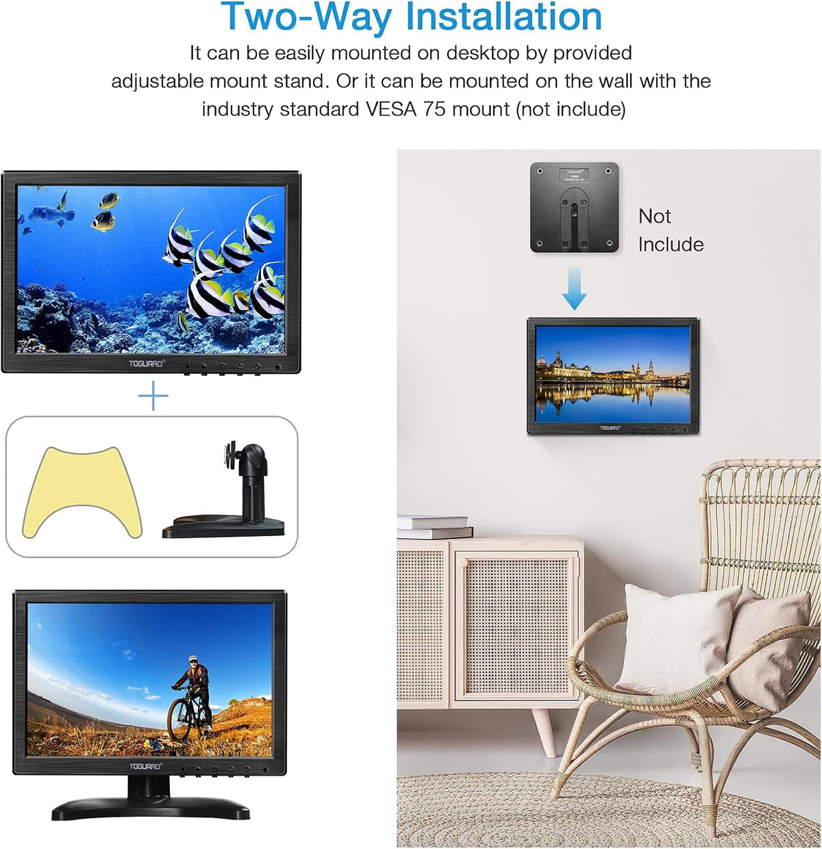 10.1 Inch LED Security Monitor with Remote Control Pack of 2 F9116