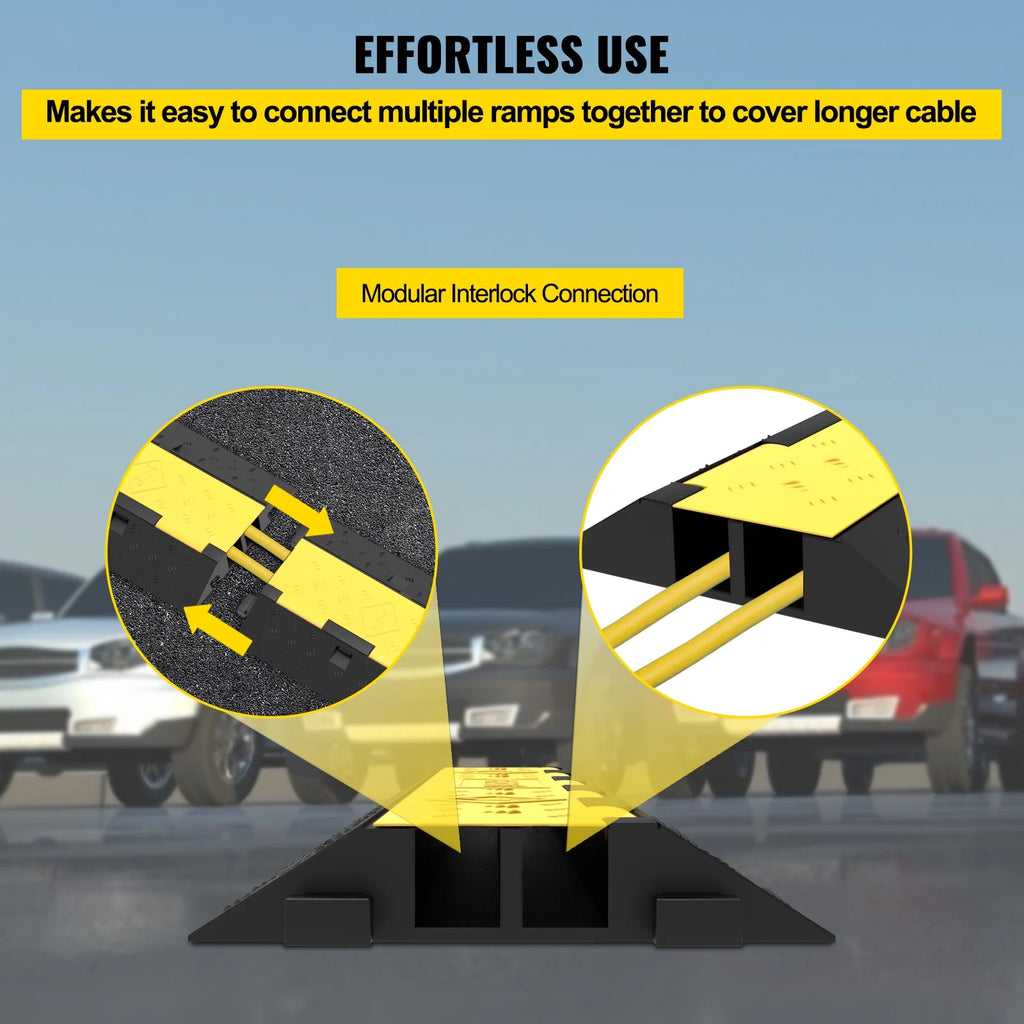 4PCS 2-Cable Rubber Speed Bump Cable Protector Ramp L160
