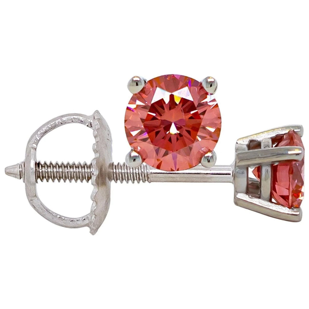 0.75 Cttw Lab Grown Pink Diamond Stud Earrings 14k White Gold C346
