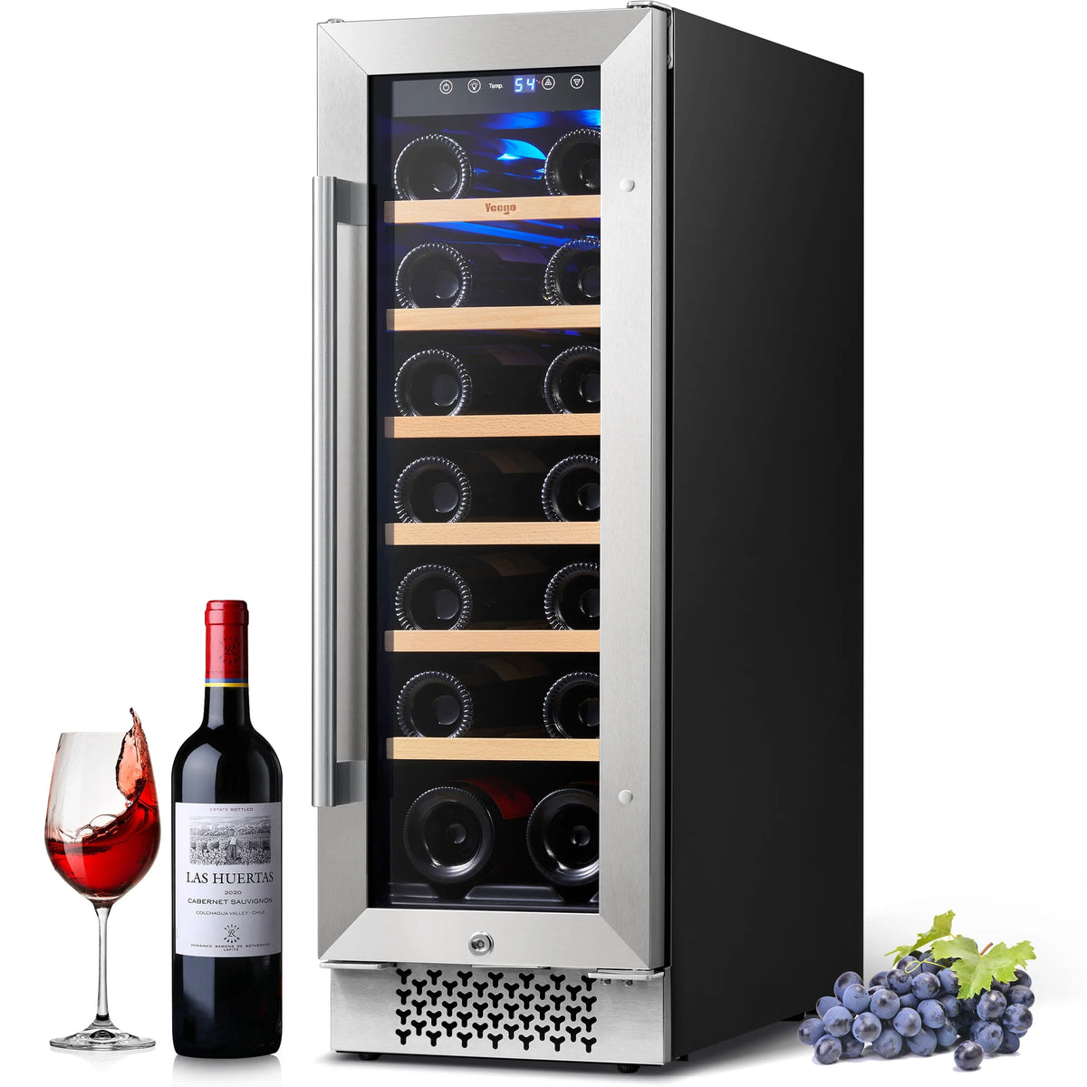 12 Bottle Compressor Wine Cooler Refrigerator with Glass Door and Safety Lock W3194