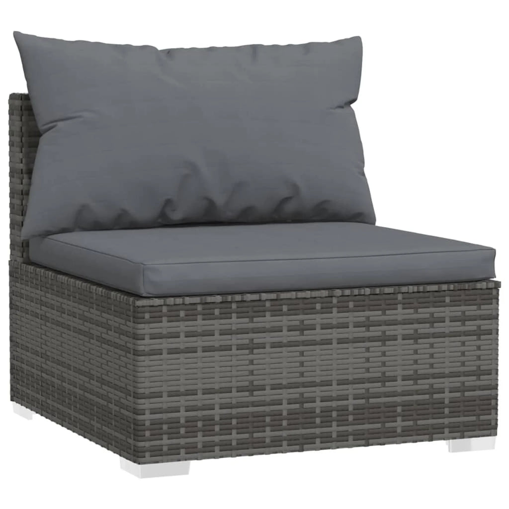 9 Piece Poly Rattan Outdoor Sectional Sofa Set with Anthracite Cushions Steel Frame A142
