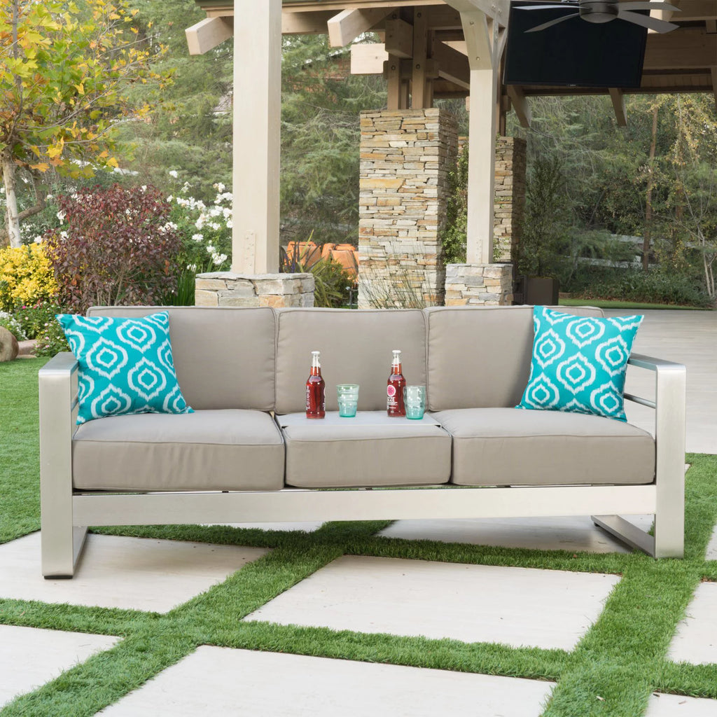 Aluminum Patio Sofa with Cushions D607