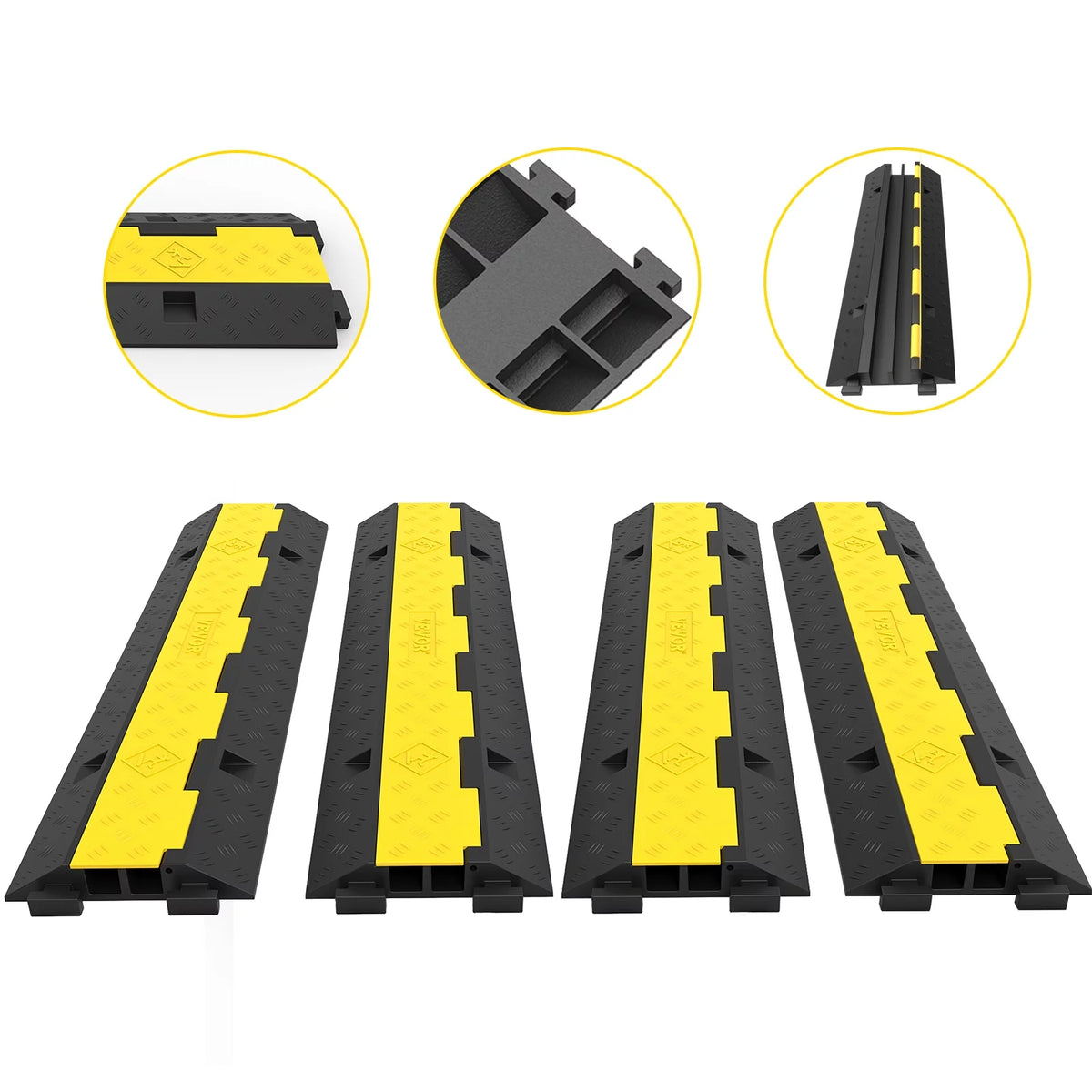 4PCS 2-Cable Rubber Speed Bump Cable Protector Ramp L160