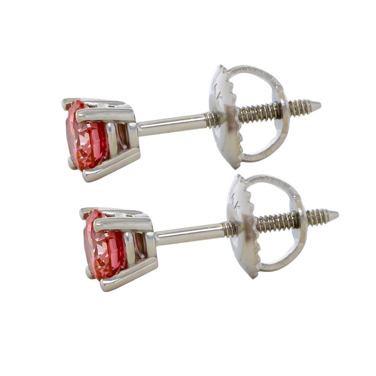 0.75 Cttw Lab Grown Pink Diamond Stud Earrings 14k White Gold C346