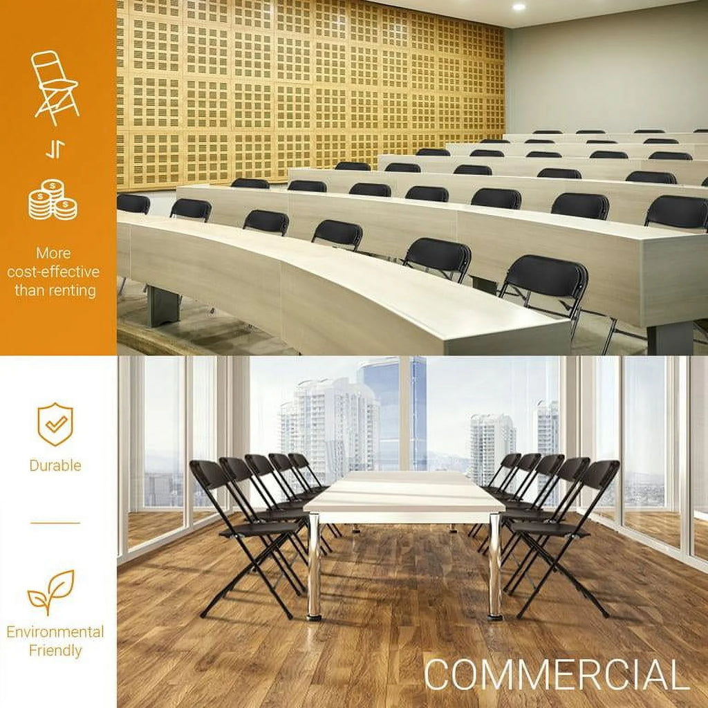 10 Pack Black Plastic Folding Chairs E364558