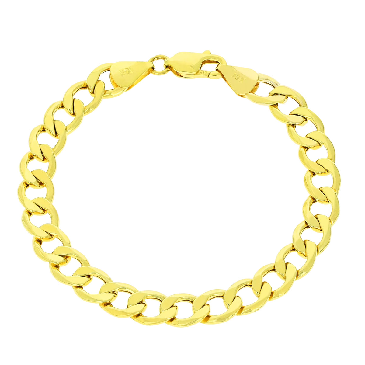 10k Yellow Gold 8mm Cuban Link Chain Bracelet N3248