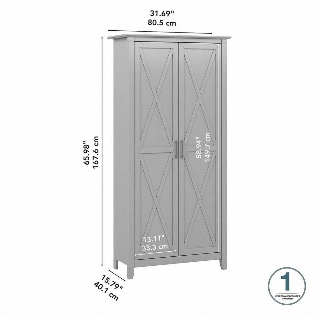 Tall Storage Cabinet with Doors in Gray E803