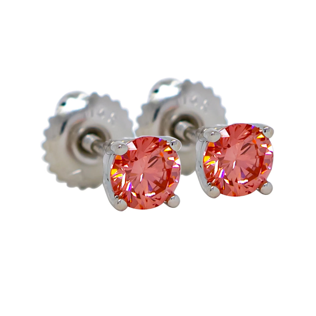 0.75 Cttw Lab Grown Pink Diamond Stud Earrings 14k White Gold C346